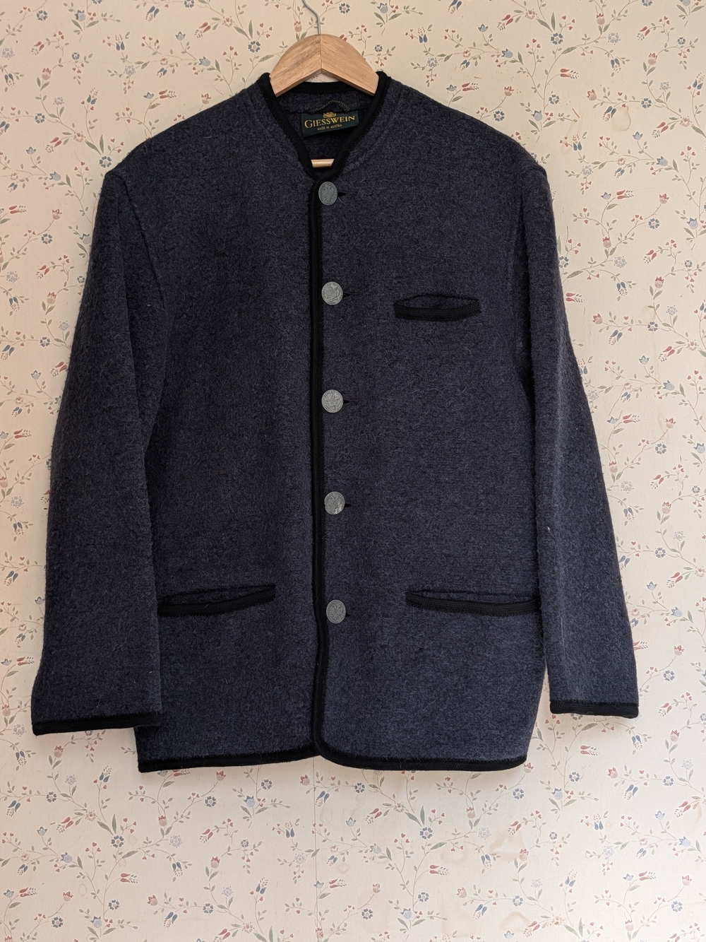Geisswein Austrian Jacket Felted Wool Classic Women's Dark Blue Gray Vintage